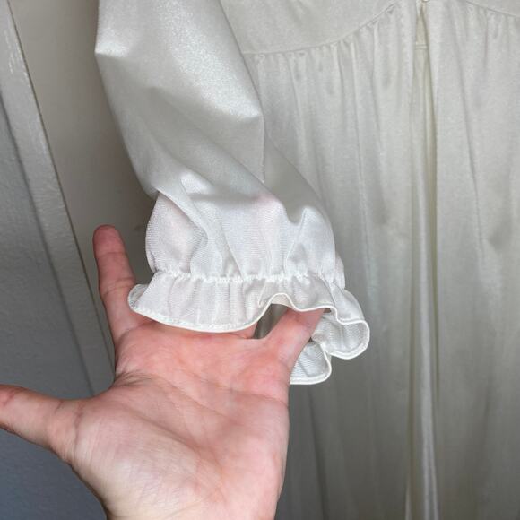 Vintage Cottage Prairie Maxi length Gown Slip Nightie Robe Embroidered Flower M - Picture 13 of 13